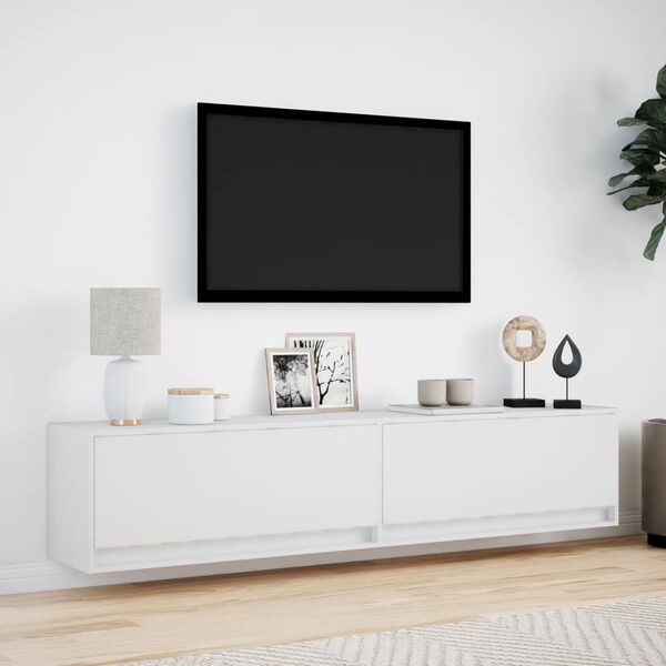vidaXL væghængt tv-bord med LED 180x31x38 cm hvid