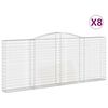 vidaXL buede gabionkurve 8 stk. 400x30x160/180 cm galvaniseret jern