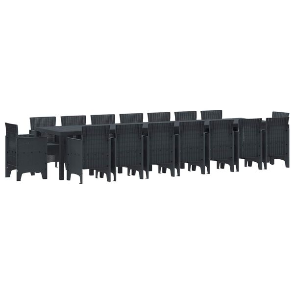 vidaXL Have Spises&aelig;t med Puder med pude 17 pcs Antracit PP