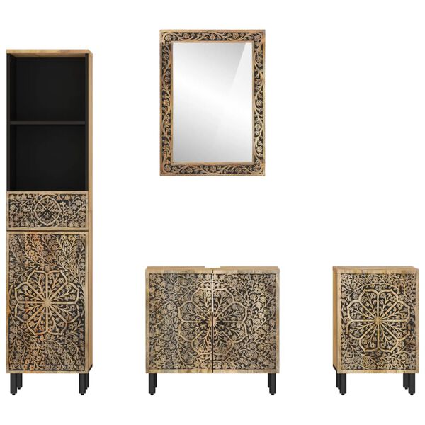 vidaXL m&oslash;bels&aelig;t til badev&aelig;relse 4 dele massivt mangotr&aelig;