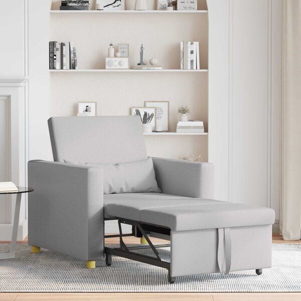 vidaXL Utr&aelig;kkelig sovesofa enkelt Sky grey 90 x 165 x 87 cm Stof