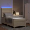 vidaXL Box spring seng med LED-lysstrimler Creme 90 x 190 cm Stof