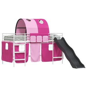 vidaXL B&oslash;rns Loft Seng Ramme Hvid og lyser&oslash;d 90 x 200 cm Metal