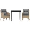 vidaXL spisebordss&aelig;t til haven 3 dele med hynder polyrattan beige
