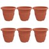 vidaXL Rund Blomsterpotte 6 pcs Mursten R&oslash;d &Oslash; 26 x 21.5 cm Plastik