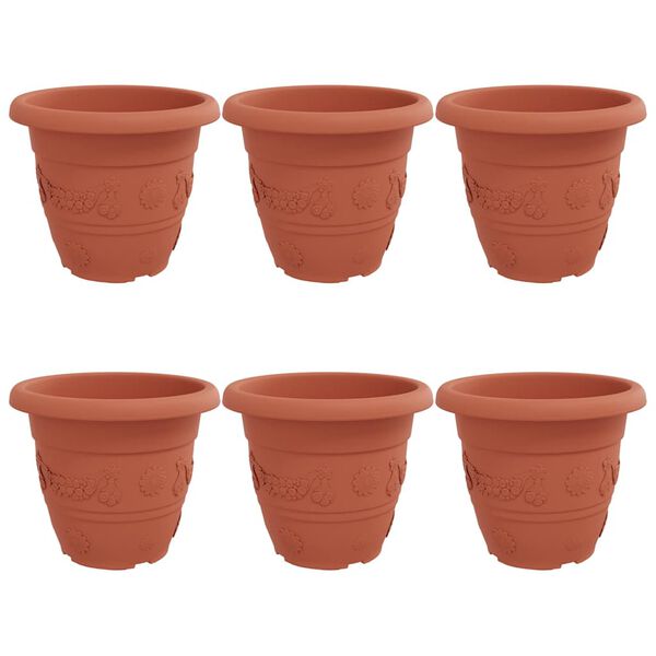 vidaXL Rund Blomsterpotte 6 pcs Mursten R&oslash;d &Oslash; 26 x 21.5 cm Plastik