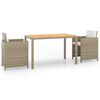 vidaXL spisebordss&aelig;t til haven 3 dele med hynder polyrattan beige