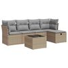 vidaXL sofas&aelig;t til haven 6 dele med hynder polyrattan beige