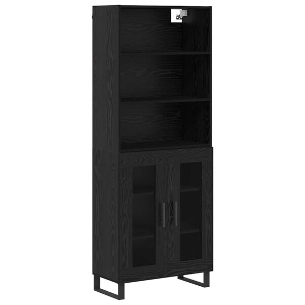 vidaXL Highboard Sort eg 69,5 x 34 x 180 cm Konstrueret tr&aelig;