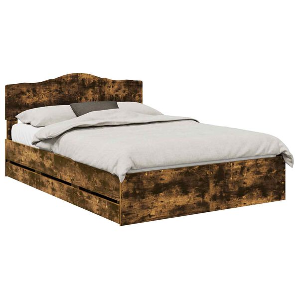 vidaXL Sengestel med skuffe R&oslash;get eg 140 x 200 cm Ingeni&oslash;rtr&aelig;