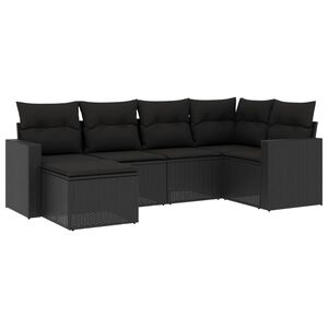 vidaXL sofas&aelig;t til haven 6 dele med hynder polyrattan sort