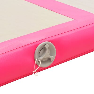 vidaXL oppustelig gymnastikmåtte med pumpe 300 x 100 x 10 cm PVC Pink