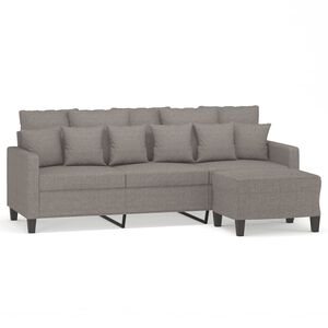 vidaXL 3-personers sofa med fodskammel 180 cm stof Gr&aring;brun