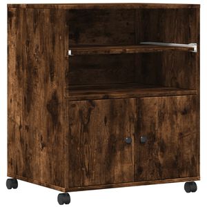 vidaXL printerstativ med hjul 60x48x74 cm r&oslash;get egetr&aelig;sfarve