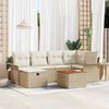 vidaXL Havesofa S&aelig;t med pude med opbevaring 7 pcs Beige Poly rattan