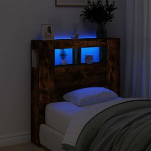 vidaXL sengegavl m. LED-lys 100x18,5x103,5 cm konstrueret tr&aelig; r&oslash;get eg