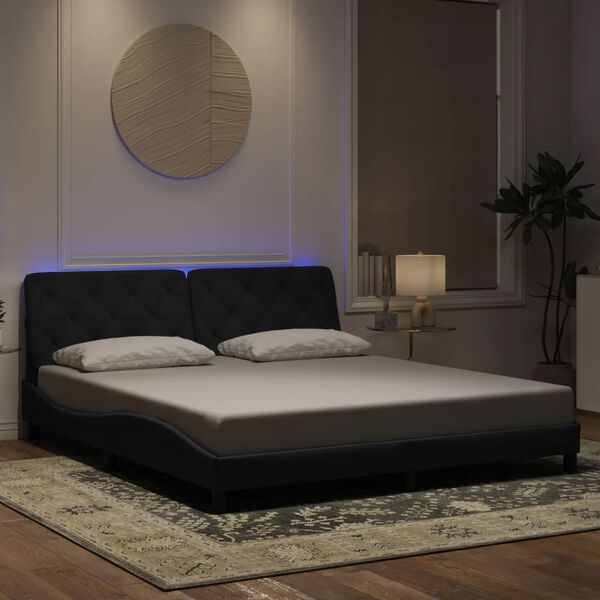 vidaXL sengeramme med LED uden madras 180x200 cm velour sort