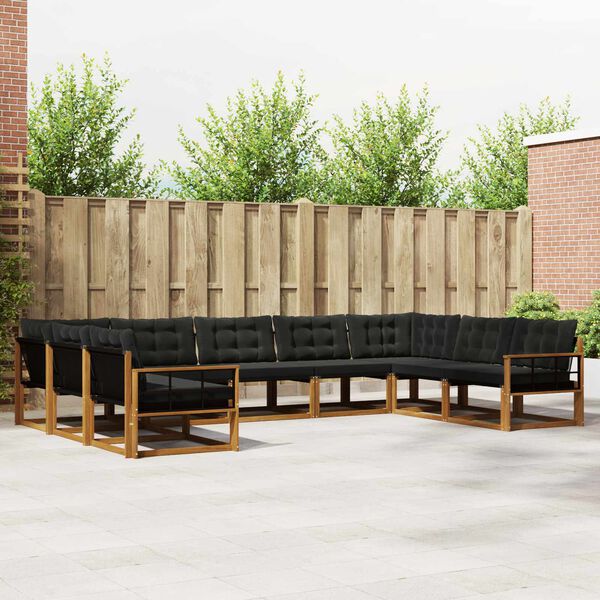 vidaXL Udend&oslash;rs sofagruppe med pude 9 pcs Naturlig og sort