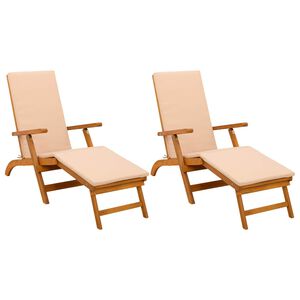 vidaXL Reclinerende og foldbar liggestol 2 stk. Massivt Akacietr&aelig;