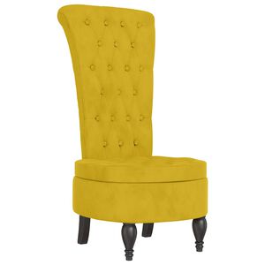 vidaXL stol med h&oslash;j ryg knapdesign velour gul