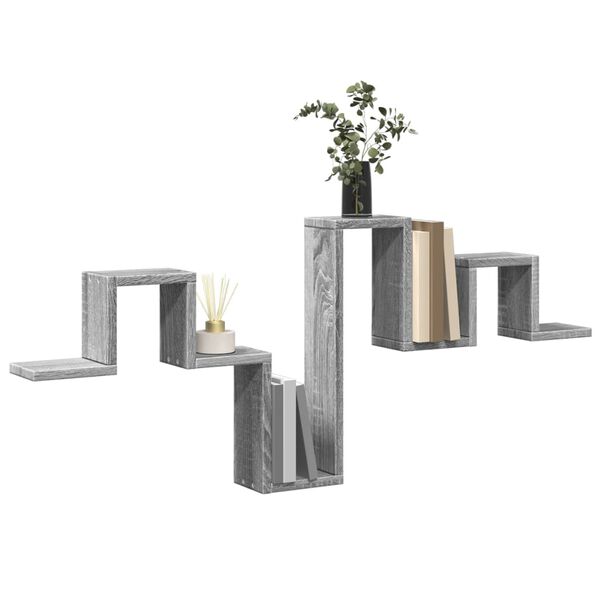 vidaXL v&aelig;ghylde 104,5x10x43 cm konstrueret tr&aelig; gr&aring; sonoma-eg