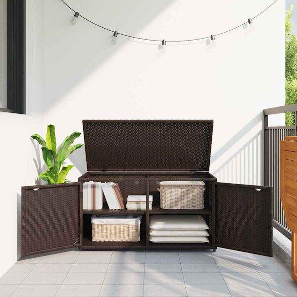 vidaXL opbevaringsskab til haven 110x55x60,5 cm polyrattan brun