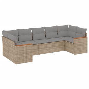 vidaXL havesofas&aelig;t 7 dele med hynder polyrattan beige