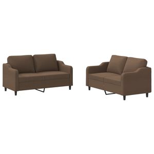 vidaXL sofas&aelig;t 2 dele med hynder stof brun