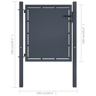 vidaXL havelåge 100 x 100 cm stål antracitgrå