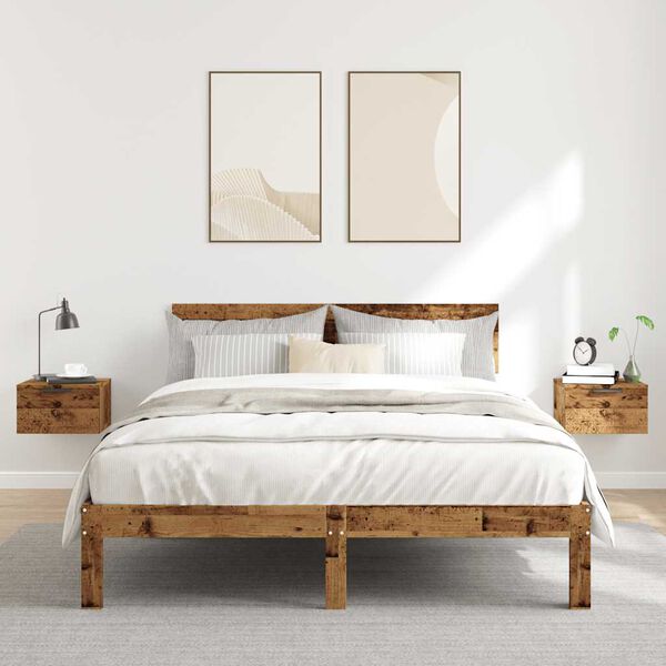 vidaXL væghængte sengeborde 2 stk. 34x30x20 cm antikt træ