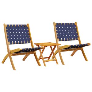 vidaXL havestole 2 stk. med bord foldbare massivt tr&aelig; m&oslash;rkebl&aring;