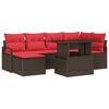 vidaXL Havesofa S&aelig;t med pude med opbevaring 7 pcs Brun Poly rattan