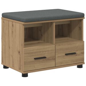 vidaXL Hallb&aelig;nk Artisan Eg 60 x 38 x 46 cm Kunstigt tr&aelig; og stof