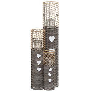 vidaXL lysestager 3 stk. flet grå