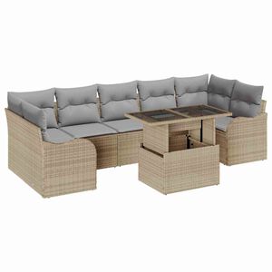 vidaXL Havesofa S&aelig;t 8 stk. 7-Antal s&aelig;der Beige Poly Rattan