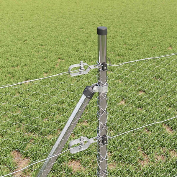 vidaXL Hegnspæl Sølv 10 x 0,5 m (25 mm mesh) Stål