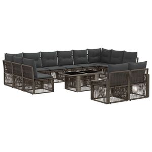 vidaXL Havesofa S&aelig;t 13 stk. Gr&aring; og M&oslash;rkegr&aring; polyrattan