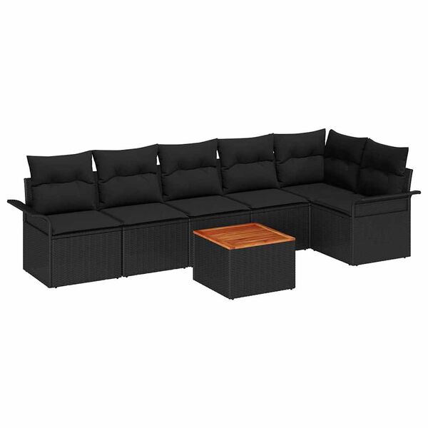 vidaXL Havesofa S&aelig;t med opbevaring 7 pcs Sort polyrattan