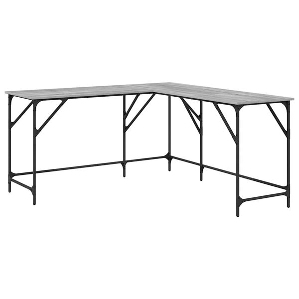 vidaXL skrivebord 149x149x75 cm konstrueret træ grå sonoma-eg