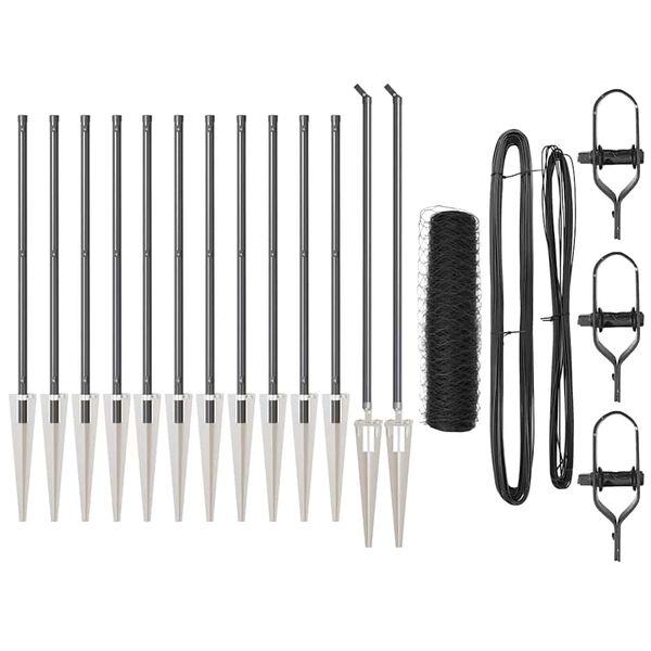 vidaXL Hegnsp&aelig;l Gr&aring; 25 x 0,4 m (36 mm mesh) St&aring;l og PVC