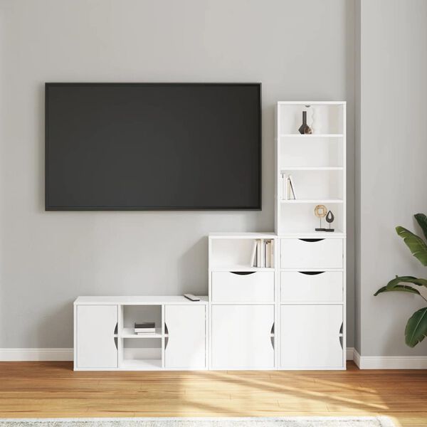 vidaXL TV-skabe 4 stk med opbevaring ODDA massivt fyrretr&aelig; hvid