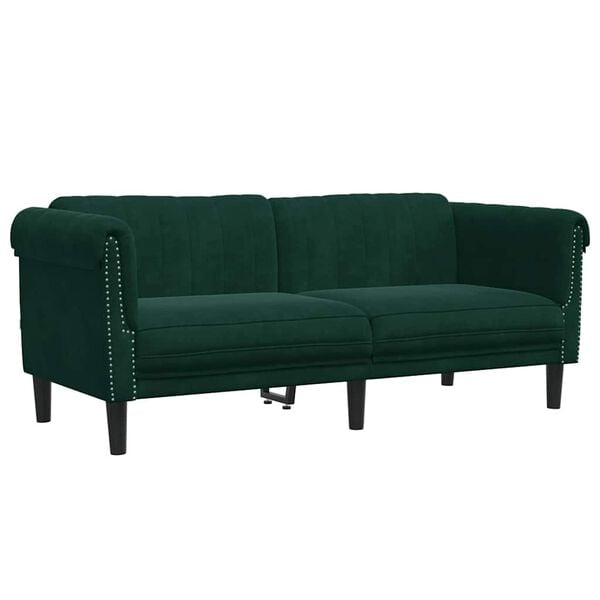 vidaXL 2-personers sofa velour m&oslash;rkegr&oslash;n