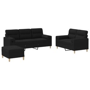 vidaXL sofas&aelig;t 3 dele med puder stof sort