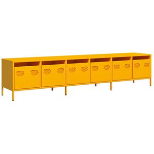 vidaXL tv-bord 202x39x43,5 cm koldvalset st&aring;l sennepsgul