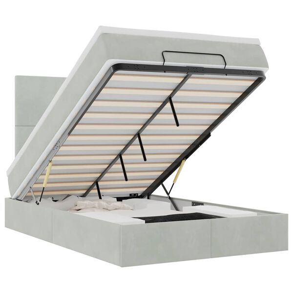 vidaXL osmannisk sengeramme med madrasser 120x190 cm fl&oslash;jl lysegr&aring;