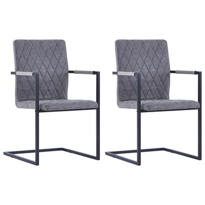 vidaXL spisebordsstole med cantilever 2 stk. kunstlæder mørkegrå