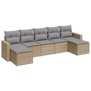 vidaXL sofas&aelig;t til haven 7 dele med hynder polyrattan beige