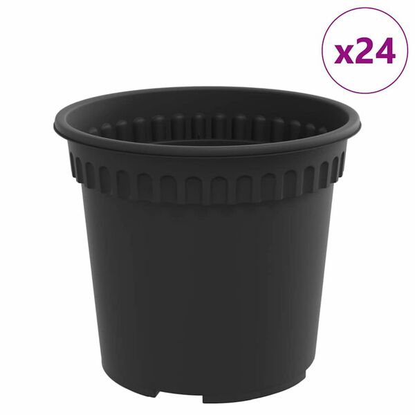vidaXL Rund Blomsterpotte 24 pcs Sort &Oslash; 15 x 12 cm Plastik