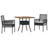 vidaXL Have Spisebordss&aelig;t 3 stk. Sort polyrattan
