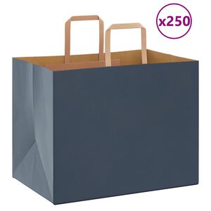 vidaXL papirposer 250 stk. med h&aring;ndtag 32x22x24 cm bl&aring;